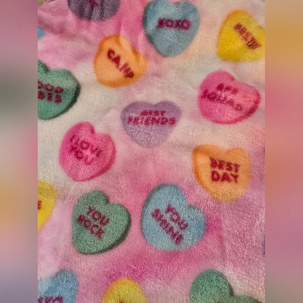 Conversational Hearts Valentine's Day Cozy Plush Microfleece Throw Blanket